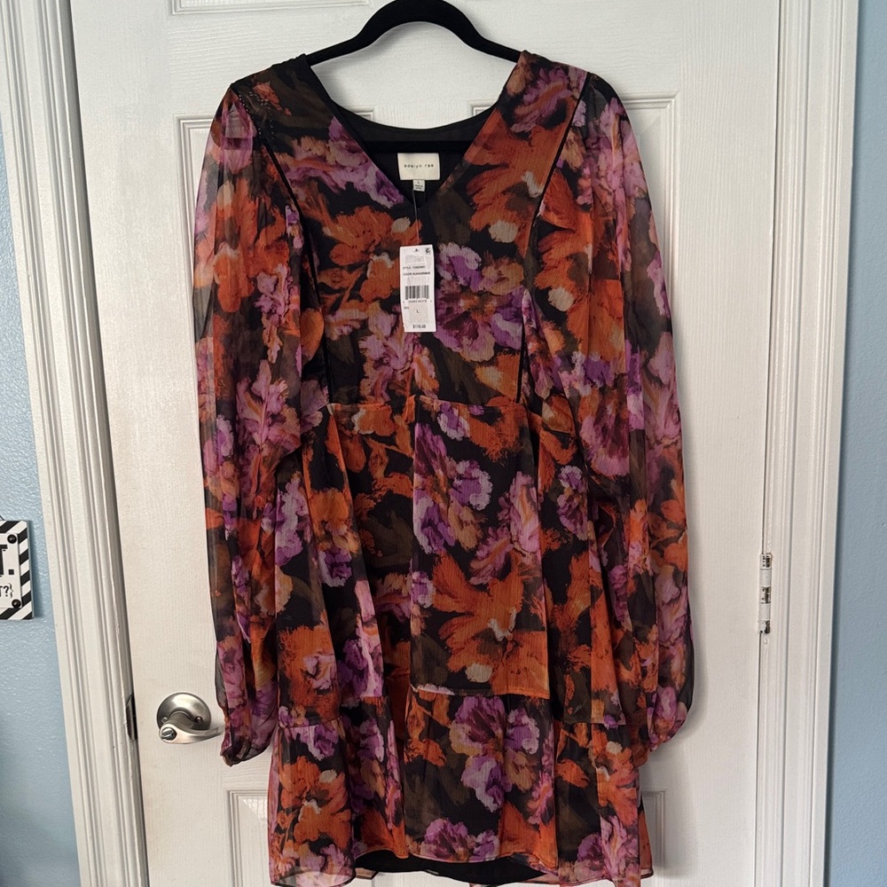 Vibrant Floral Sheer Dress
